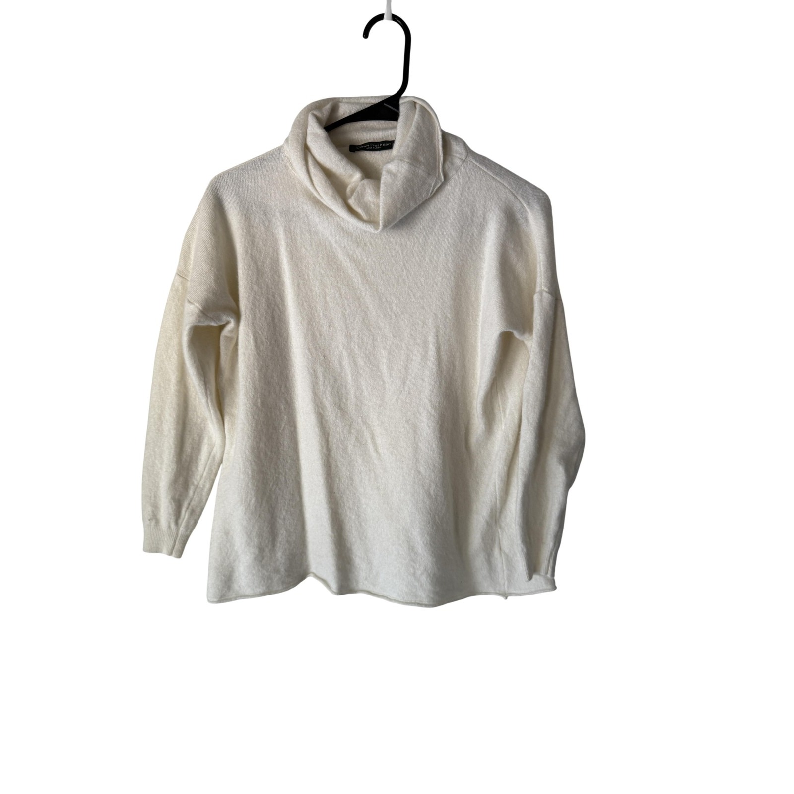 Cashmeritaly Sweater Womens Large White Cowl Neck Wool Silk Cashmere Italy Soft